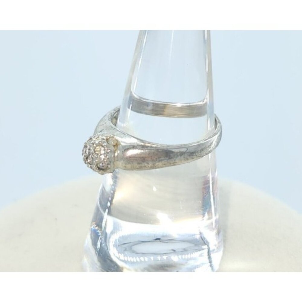 Sterling Silver 925 Disco Ball Rhinestone Covered Ball Stackable Ring Size 7.25